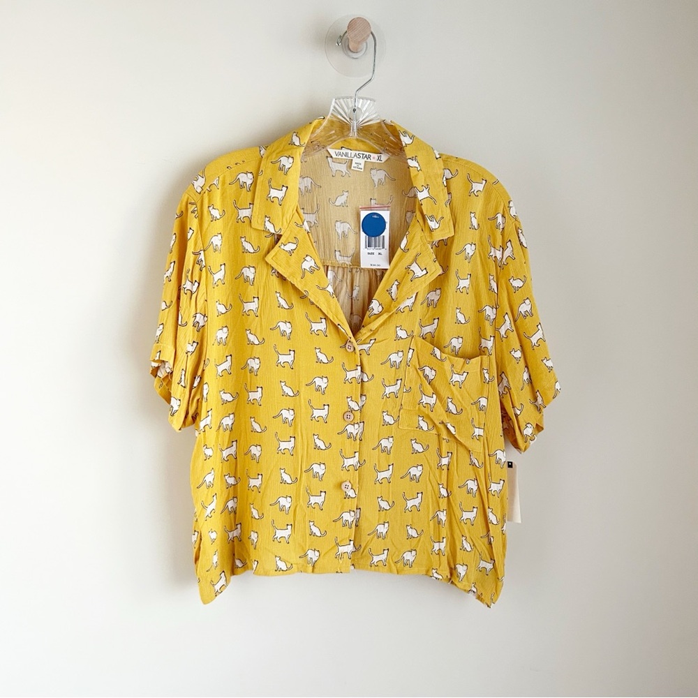 Cat Button Crop Top